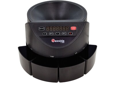 Cassida C100 Coin Sorter, 4 Compartments, Black (C100)