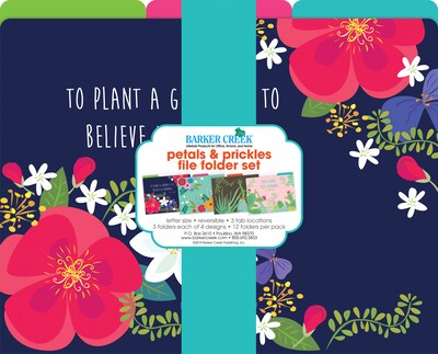 Barker Creek Petals & Prickles File Folders, 1/3 Cut Letter-Size Multi-Design, Fashion, 12/Pack (BC1306)