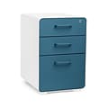 Poppin Stow 3-Drawer Vertical Locking File Cabinet, White & Slate Blue, 16 (105944)