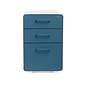 Poppin Stow 3-Drawer Vertical Locking File Cabinet, White & Slate Blue, 16" (105944)