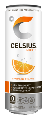 Celsius Sparkling Orange Drink,12 Fl. Oz., 12/Carton (CLL00055)