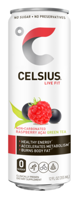 Celsius Raspberry Acai Green Tea Drink, 12 fl. oz., 12/Carton (CLL01056)