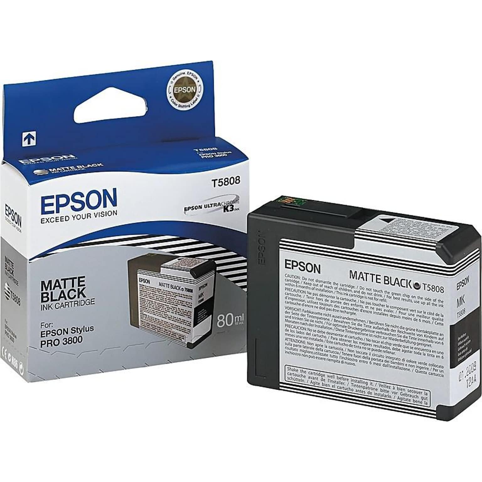 Epson T580 Ultrachrome Black Matte Standard Yield Ink Cartridge