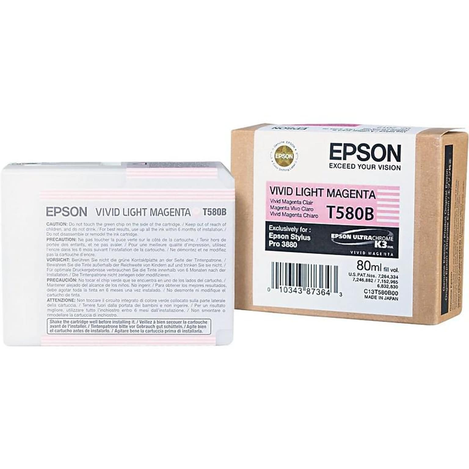 Epson T580 Light Magenta Standard Yield Ink Cartridge (T580B00)