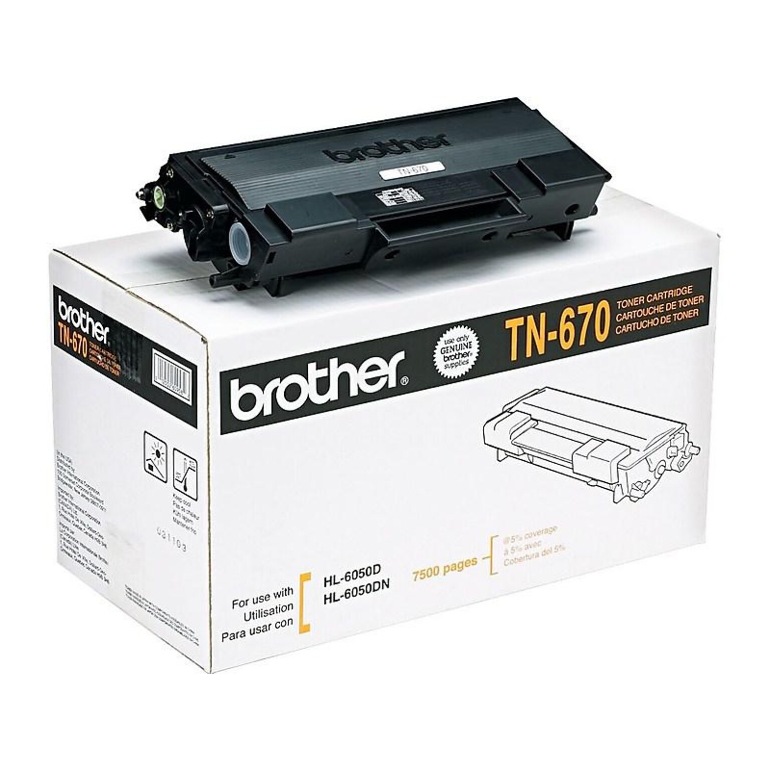 Brother TN-670 Black Standard Yield Toner Cartridge, Prints Up to 7,500 Pages