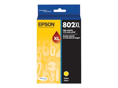 Epson T802XL Black, Cyan, Magenta, Yellow High Yield Ink Cartridges, 4/Pack