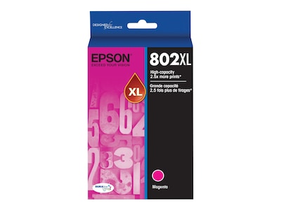 Epson T802XL Black, Cyan, Magenta, Yellow High Yield Ink Cartridges, 4/Pack