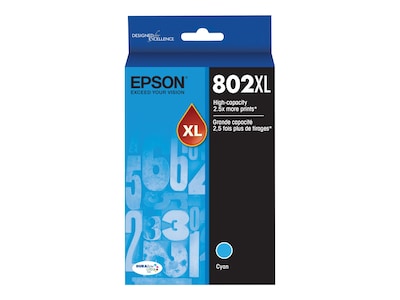 Epson T802XL Black, Cyan, Magenta, Yellow High Yield Ink Cartridges, 4/Pack