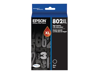 Epson T802XL Black, Cyan, Magenta, Yellow High Yield Ink Cartridges, 4/Pack