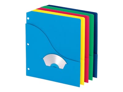 Pendaflex Paper Binder Pockets, 3-Hole Punched, Assorted Colors, 10/Pack (32900)