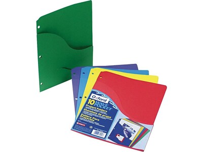 Pendaflex Paper Binder Pockets, 3-Hole Punched, Assorted Colors, 10/Pack (32900)