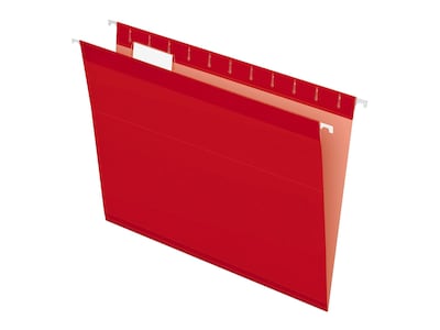 Pendaflex Reinforced Hanging File Folders, 1/5 Tab, Letter Size, Red, 25/Box (PFX4152 1/5 RED)