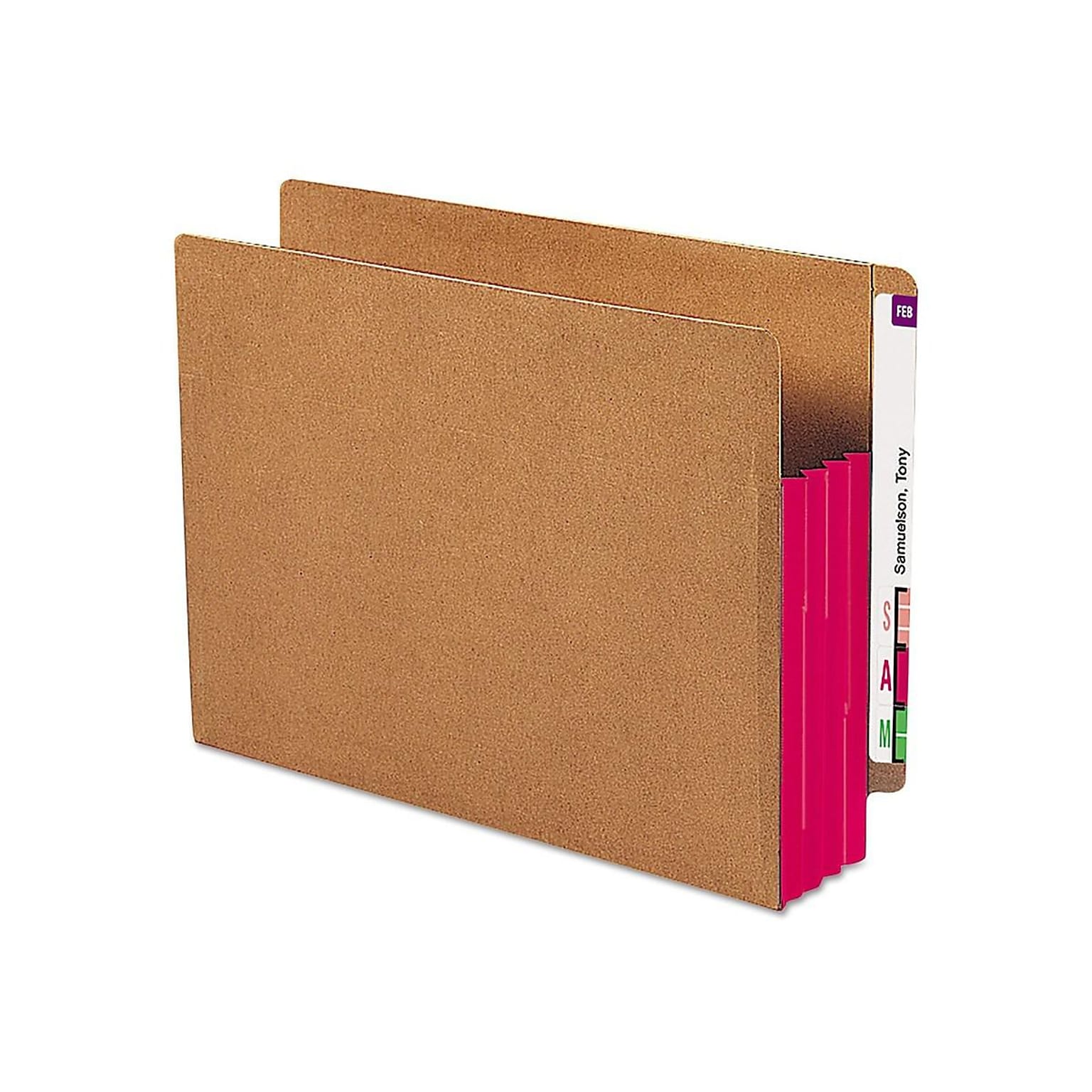Smead End Tab File Pocket, Reinforced Straight-Cut Tab, 3-1/2 Exp, Extra Wide Letter, Redrope w/ Red Gusset, 10/BX (73686)