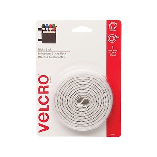Velcro® Brand 3/4 x 5 Sticky Back Hook & Loop Fastener Roll, White (90087)