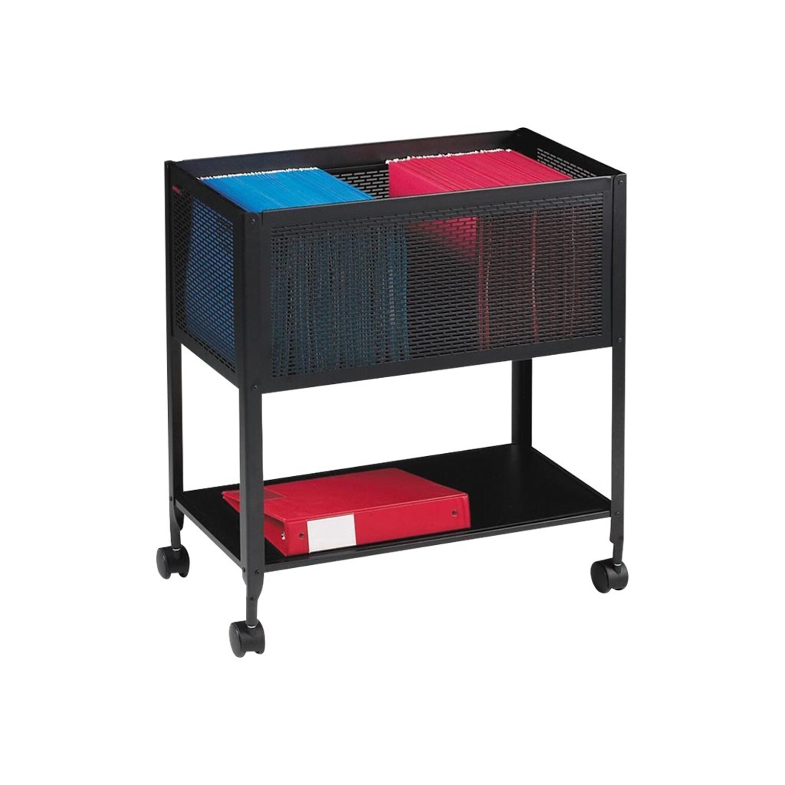 Lorell 1-Shelf Mesh File Cart, Black (LLR60175)