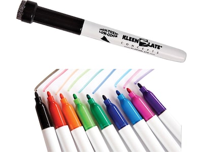 KleenSlate Dry Erase Markers, Bullet Point, Assorted, 10/Pack (6108)