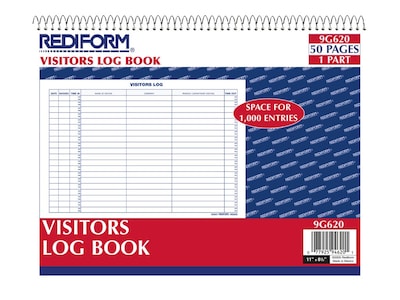 Rediform Visitors Log Book, 50 Pages, Multicolor (9G620)