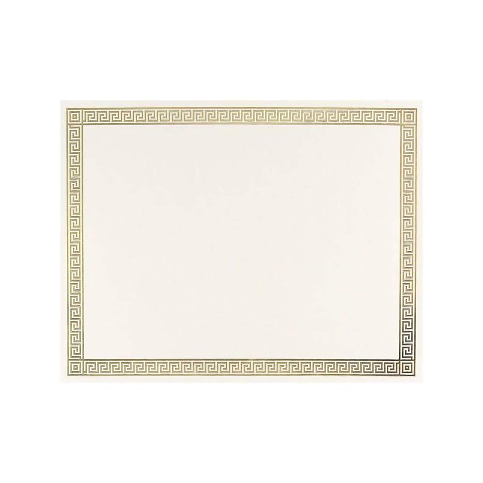 Great Papers Channel Border Foil Certificates, 8.5 x 11, Beige/Gold, 15/Pack (963007)