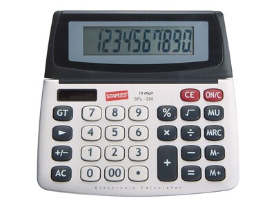 Staples SPL-250 10-Digit Desktop Calculator, Silver