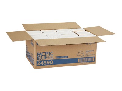 Pacific Blue Basic Recycled Multifold Paper Towel, 1-Ply, 250 Sheets/Pack, 16 Packs/Carton (24590)