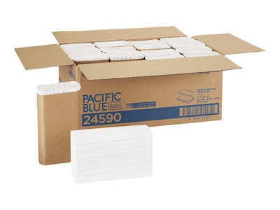 Pacific Blue Basic Recycled Multifold Paper Towel, 1-Ply, White, 250 Sheets/Pack, 16 Packs/Carton (2