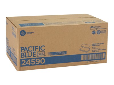 Pacific Blue Basic Recycled Multifold Paper Towel, 1-Ply, 250 Sheets/Pack, 16 Packs/Carton (24590)
