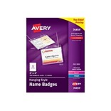 Avery ID Badge Holders, Clear with White Inserts, 100/Box (74459)