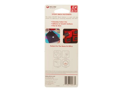 Velcro® Brand 7/8 Sticky Back Hook & Loop Fastener Mounting Squares, White, 12/Pack (90073)