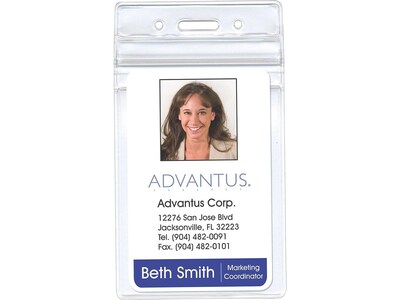 Advantus ID Badge Holders, Clear, 50/Pack (75524)