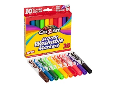 Cra-Z-Art Classic Super Washable Markers, Broad Line, Assorted Colors, 10/Pack (r10002)