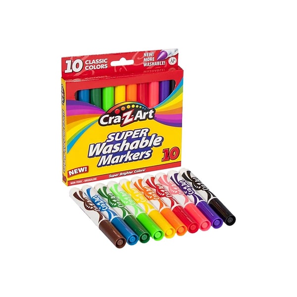 Crayola Classic Kid's Markers, Fine Point, Assorted, 10/Pack (58-7726)