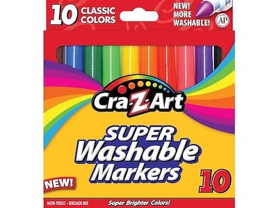 Cra-Z-Art Classic Super Washable Markers, Broad Line, Assorted Colors, 10/Pack (r10002)