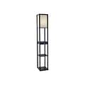 Adesso® Parker 62.5H Black Floor Lamp with Off-White Square Shade (3133-01)