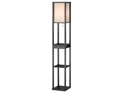 Adesso® Parker 62.5H Black Floor Lamp with Off-White Square Shade (3133-01)