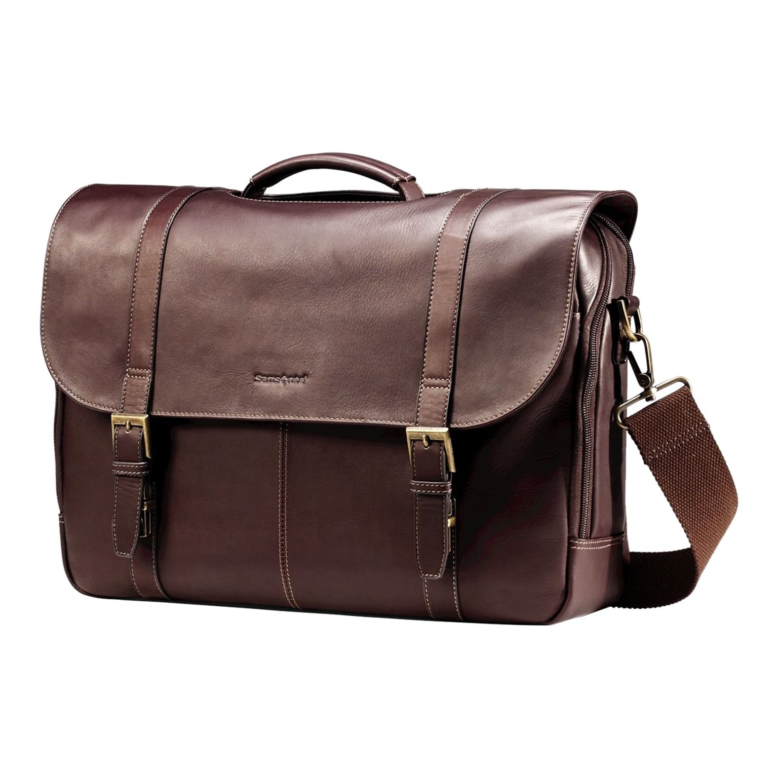 Samsonite Flapover Case Double Gusset Laptop Notebook, Brown Leather(45798-1139)