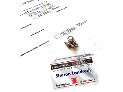 Avery Self-Laminating Clip Style Name Badges, 2 1/4 x 3 1/2, White, 30 Badges Per Box (5362)