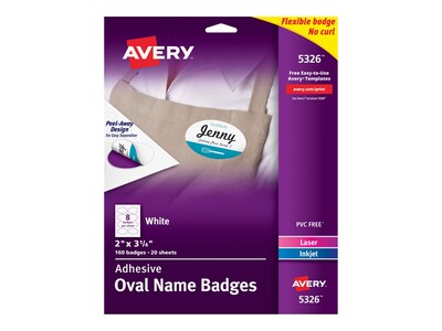 Avery Sticker Name Tags/Labels, White, 160/Pack (5326)