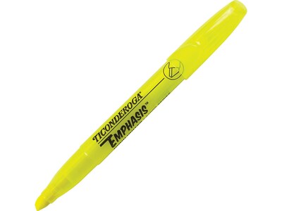 Ticonderoga Emphasis Stick Highlighters, Chisel Tip, Yellow, Dozen (47065)