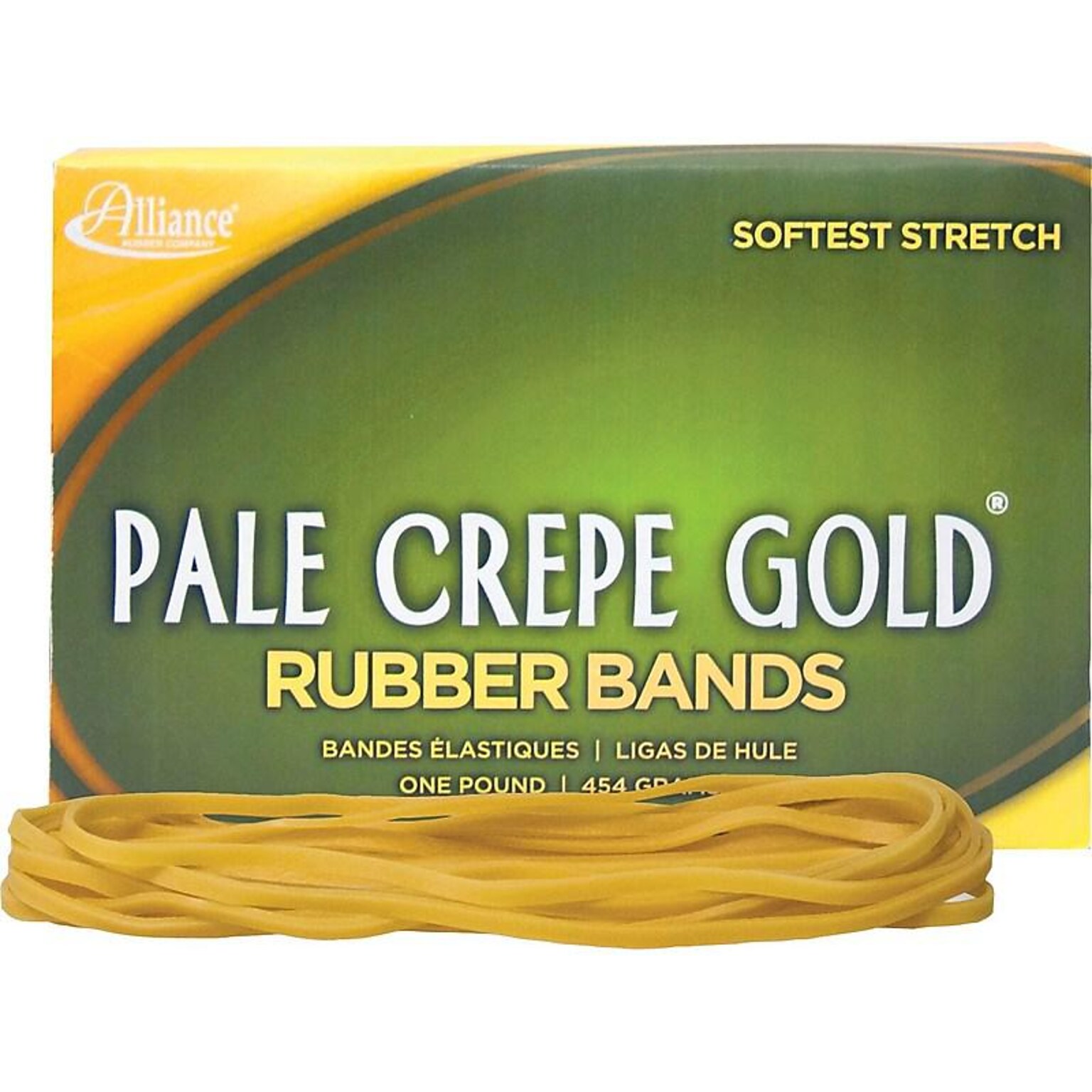 Alliance Rubber Pale Crepe Gold Multi-Purpose #117B Rubber Bands, 7, Golden Crepe, 300/Pack (21405)