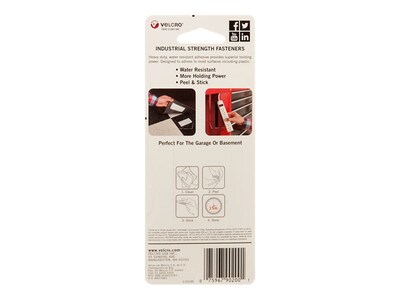 Velcro® Brand Industrial Strength 2 x 4 Hook & Loop Fastener Strips, White, 2/Pack (90200)