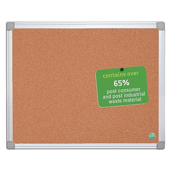 Bi-Office Earth-It Cork Bulletin Board, Aluminum Frame, 3 x 2 (CA031790)