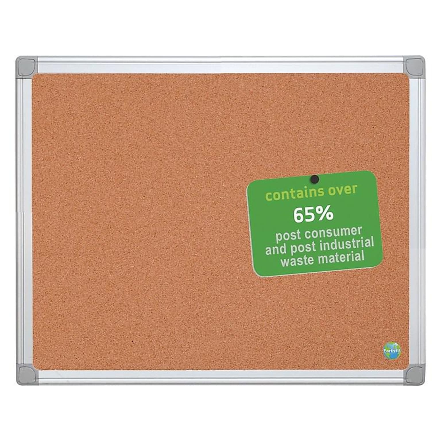 Bi-Office Earth-It Cork Bulletin Board, Aluminum Frame, 3 x 2 (CA031790)