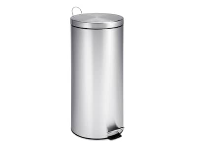 Honey-Can-Do Indoor Step Trash Can, Silver Stainless Steel, 7.93 Gal. (TRS-02110)
