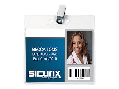 Baumgartens SICURIX ID Badge Holders, Clear, 50/Pack (67840)