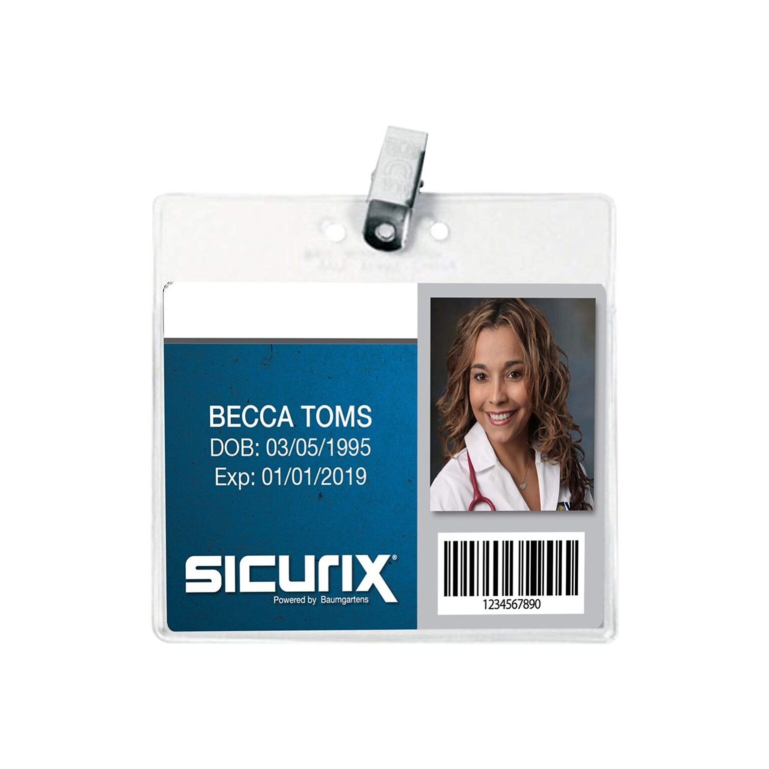 Baumgartens SICURIX ID Badge Holders, Clear, 50/Pack (67840)