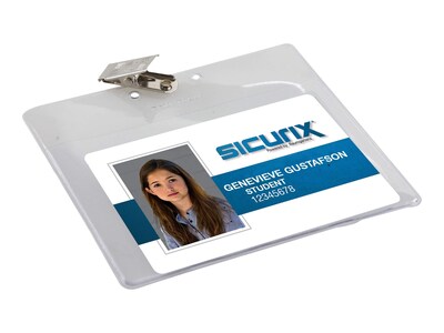 Advantus Proximity ID Badge Holder, Horizontal, 3 3/8w x 2 3/8h, Clear,  50/Pack 