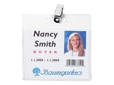 Baumgarten's SICURIX ID Badge Holders, Clear, 50/Pack (67840)