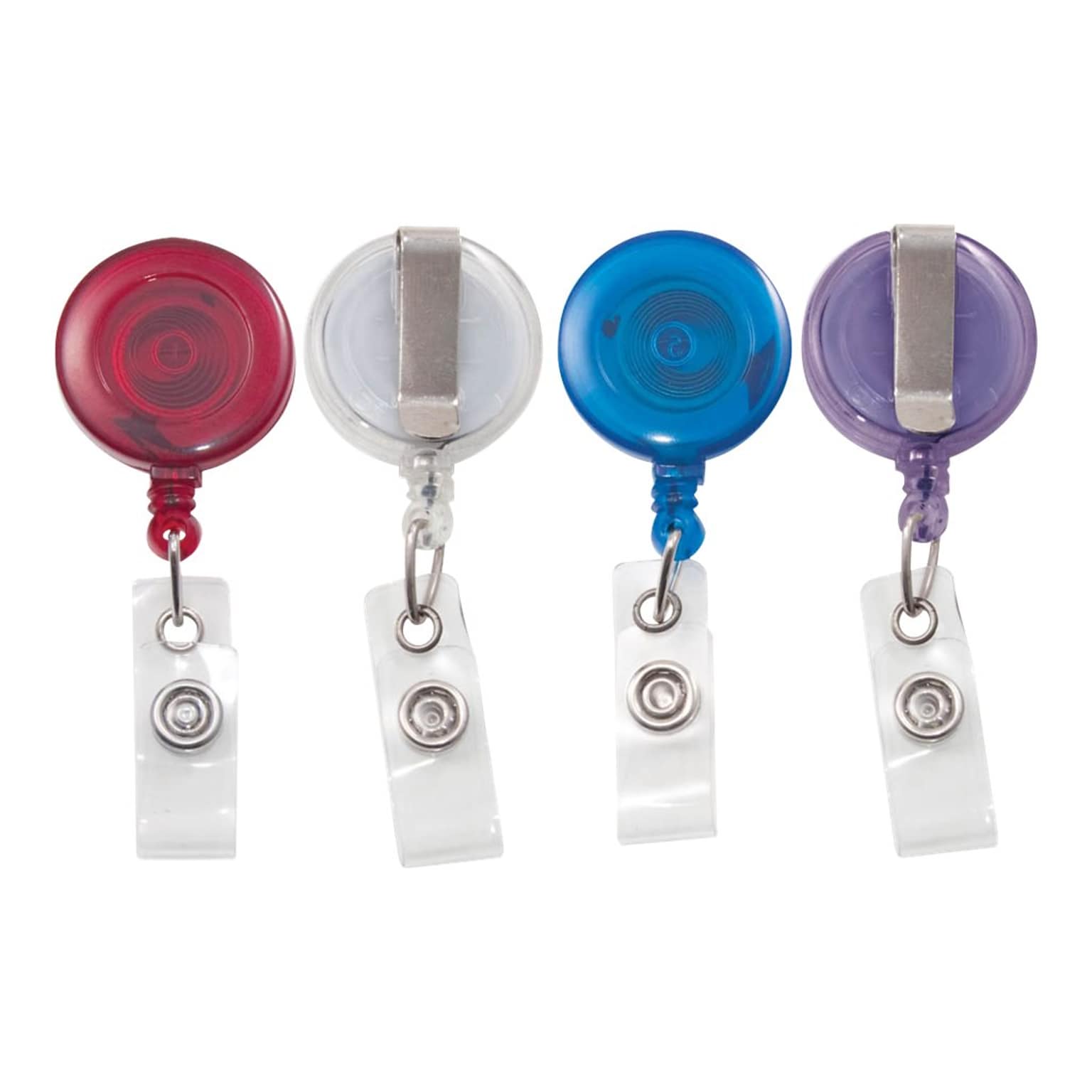 Advantus Badge Reels, Translucent Assorted Colors, 4/Pack (75464)