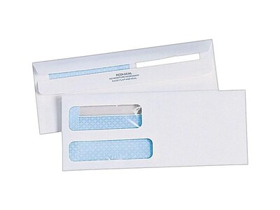 Quality Park Redi-Seal Security Tinted #10 Double Window Envelopes, 4 1/8 x 9 1/2, White, 500/Box