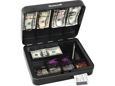 Honeywell Deluxe Steel Cash Box, Black